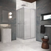 Угловые ограждения с раздвижными дверями ZA Protec 110x110 матовый хром