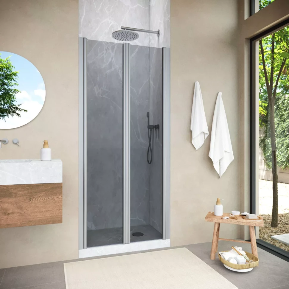 Душевая дверь в нишу Vegas-Glass E2P NOVO 120 h200 матовый хром