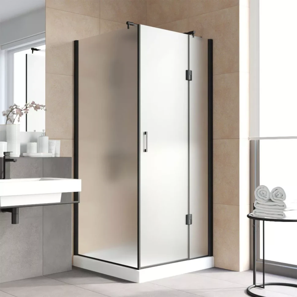 Душевой уголок Vegas-Glass AFP-Fis LUX 100x90 черный матовый