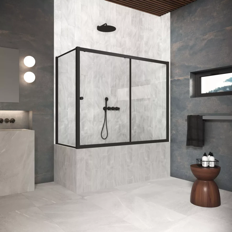 Шторки на ванну ZV+ZVF Protec 160x80 черный матовый