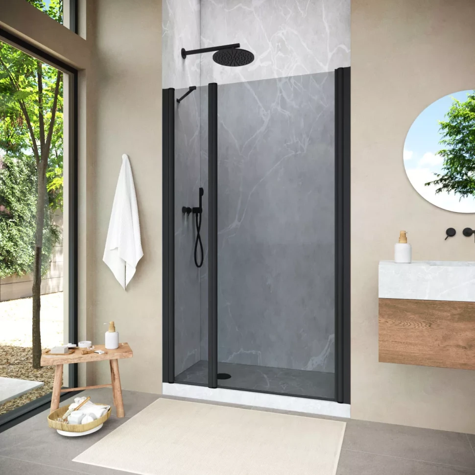 Душевая дверь Vegas-Glass EP-F-1 NOVO 150 h200 черный матовый