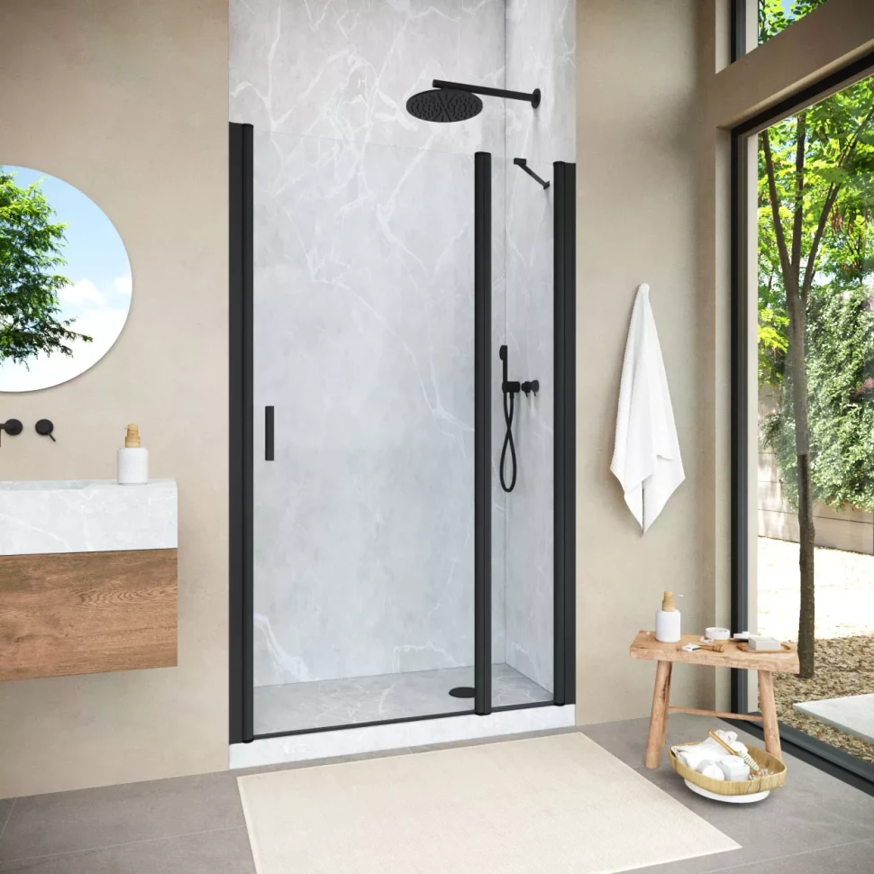 Душевая дверь Vegas-Glass EP-F-1 NOVO 150 h200 черный матовый