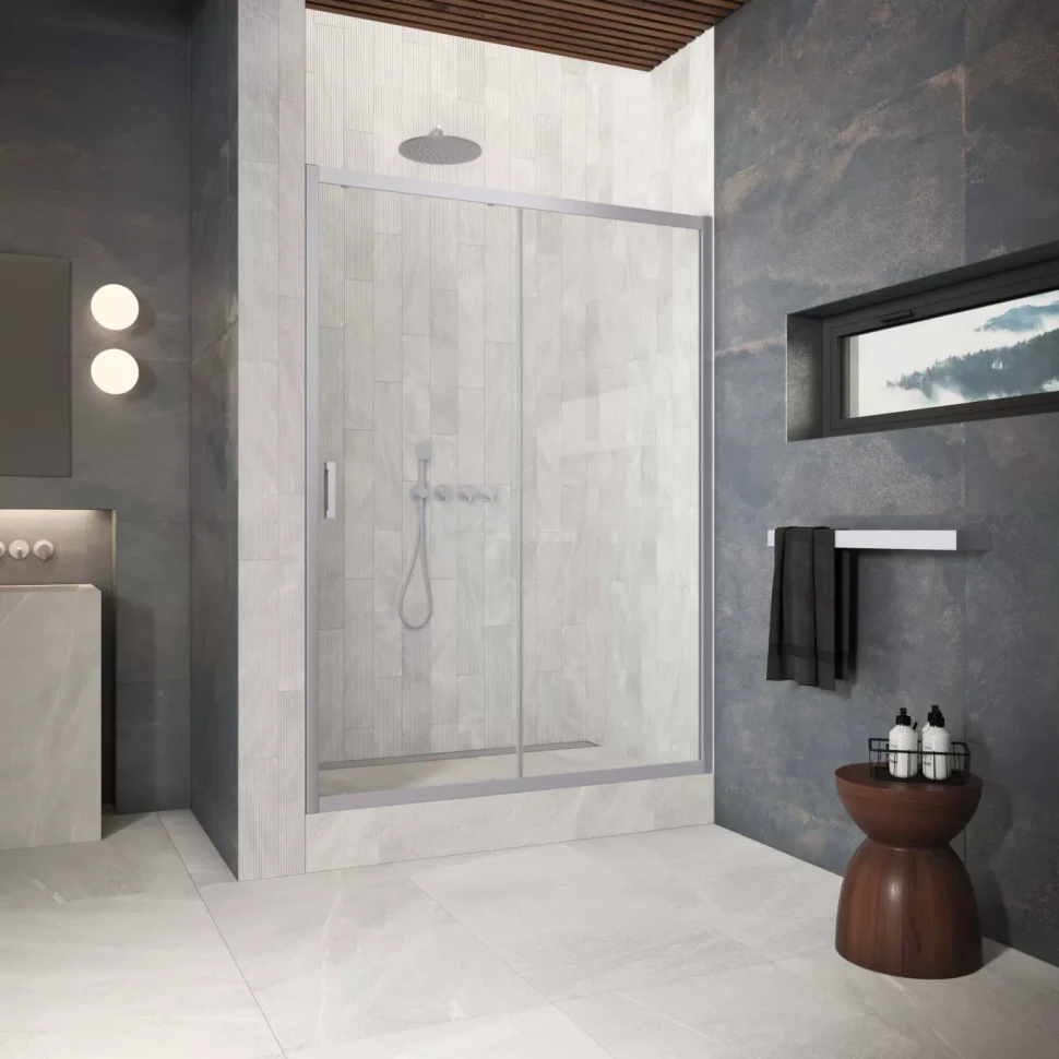 Двери в душевой проем ZP Protec 180 матовый хром