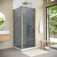 Угловые душевые ограждения с распашными дверями EP-Fis NOVO 90x120 h200 золото матовое