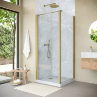 Угловые душевые ограждения с распашными дверями EP-Fis NOVO 90x120 h200 золото матовое