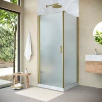 Угловые душевые ограждения с распашными дверями EP-Fis NOVO 90x120 h200 золото матовое