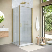 Угловые душевые ограждения с распашными дверями EP-Fis NOVO 90x120 h200 золото матовое