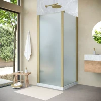 Угловые душевые ограждения с распашными дверями EP-Fis NOVO 90x120 h200 золото матовое
