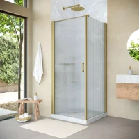 Угловые душевые ограждения с распашными дверями EP-Fis NOVO 90x120 h200 золото матовое