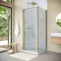 Угловые душевые ограждения с распашными дверями EP-Fis NOVO 90x120 h200 золото матовое
