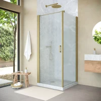 Угловые душевые ограждения с распашными дверями EP-Fis NOVO 90x120 h200 золото матовое