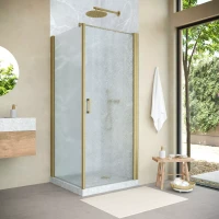 Угловые душевые ограждения с распашными дверями EP-Fis NOVO 90x120 h200 золото матовое