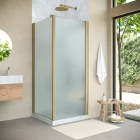 Угловые душевые ограждения с распашными дверями EP-Fis NOVO 90x120 h200 золото матовое