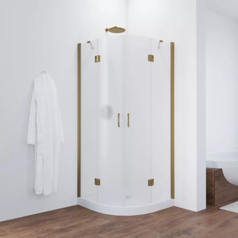 Угловые душевые ограждения с распашными дверями AFS NOVO 120x120 бронза