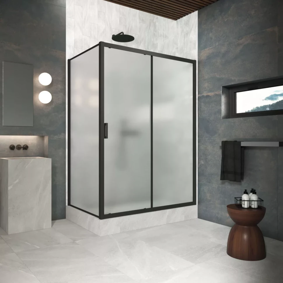 Угловые душевые ограждения ZP+ZPV Protec 105x75 черный матовый