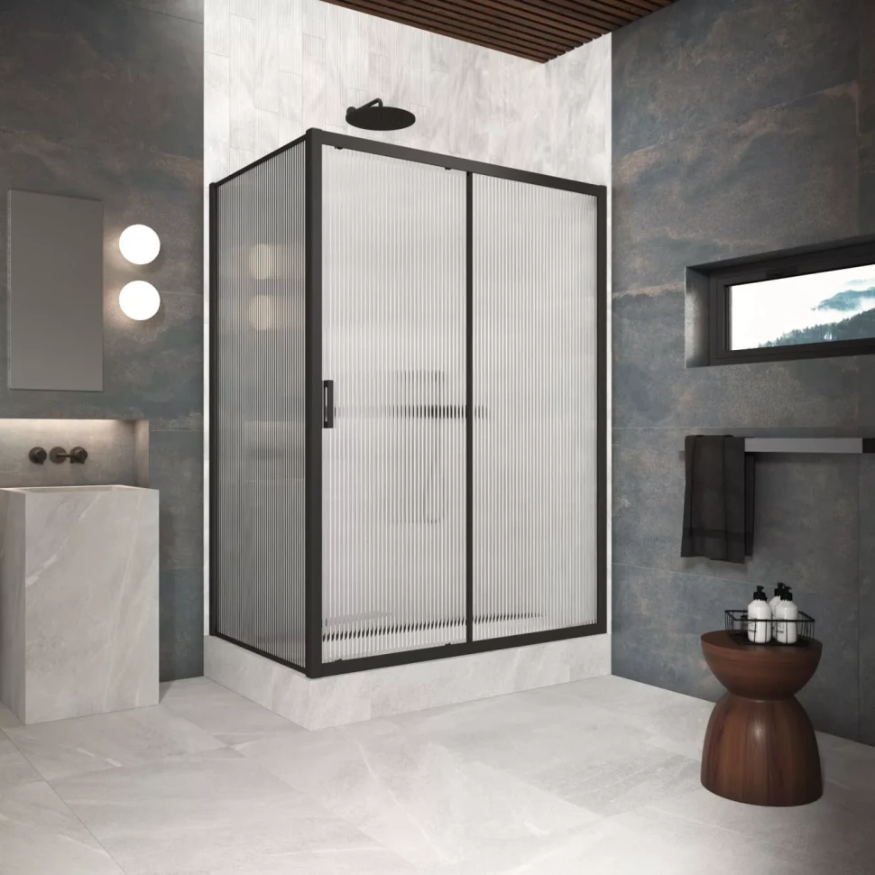 Угловые душевые ограждения ZP+ZPV Protec 105x75 черный матовый