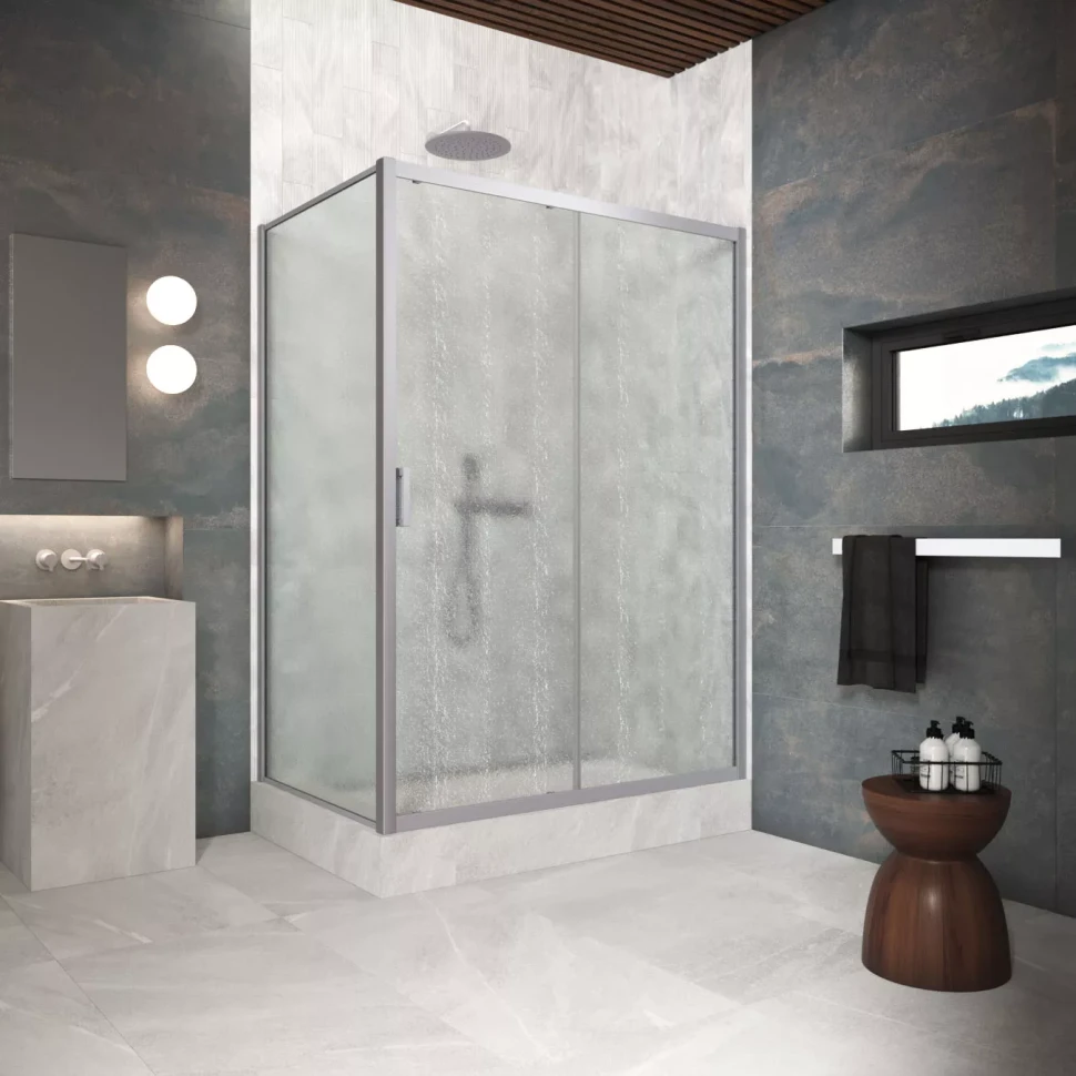 Угловые душевые ограждения ZP+ZPV Protec 165x75 матовый хром