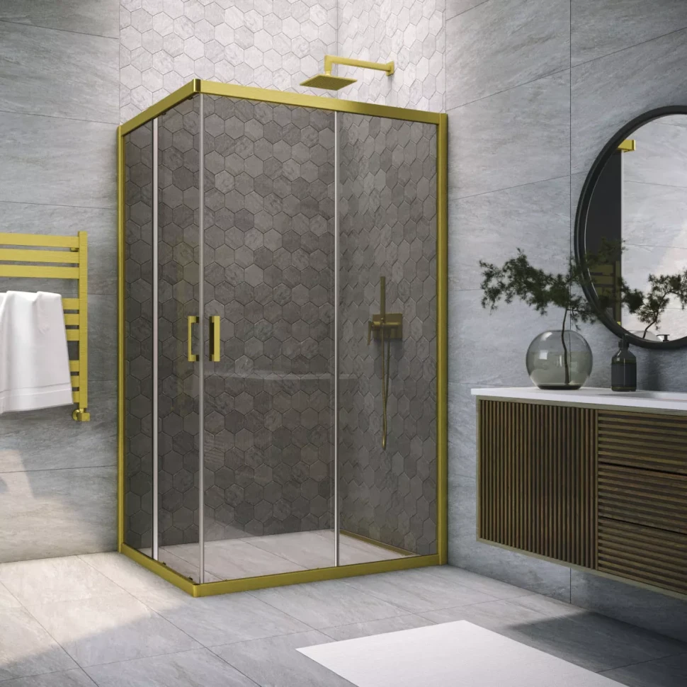 Душевое ограждение Vegas-Glass ZA-F NOVO 100x90 золото матовое