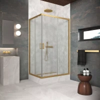 Угловые ограждения с раздвижными дверями ZA-F Protec 95x90 золото матовое