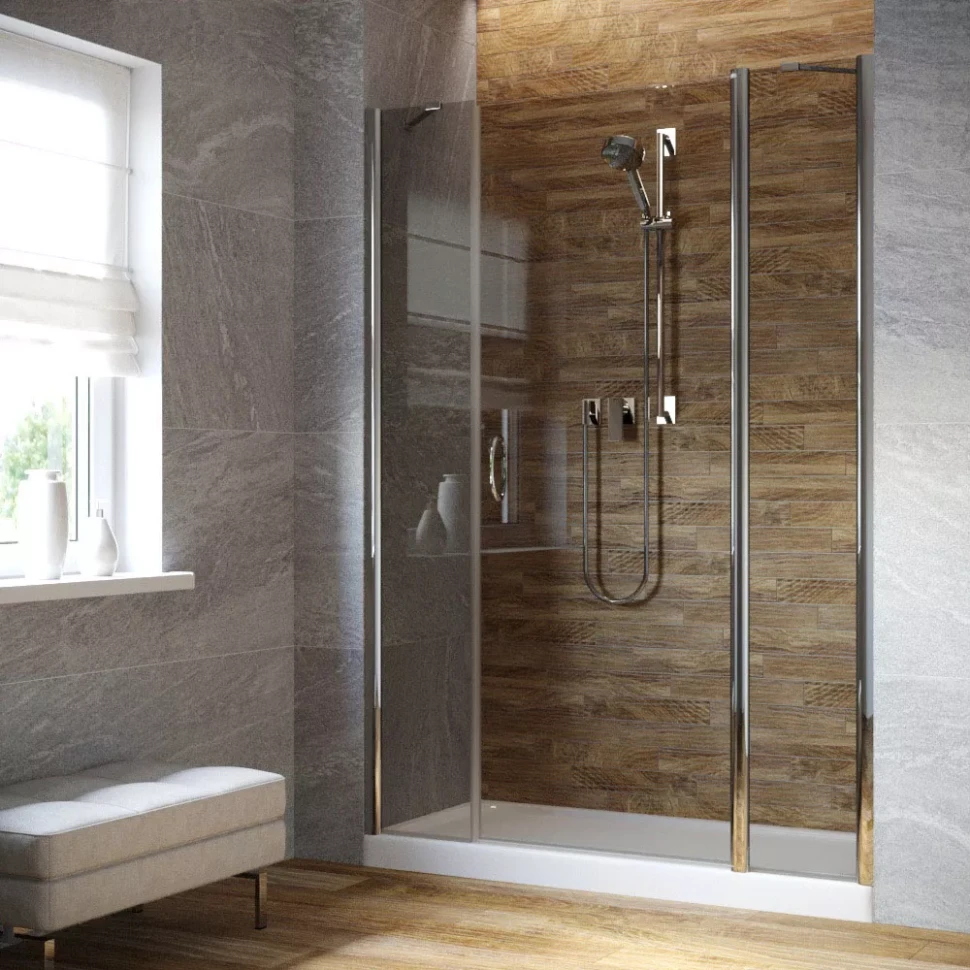 Душевая дверь в нишу Vegas-Glass EP-2F LUX 160 глянцевый хром