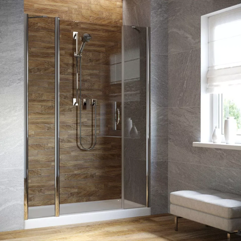 Душевая дверь в нишу Vegas-Glass EP-2F LUX 160 глянцевый хром