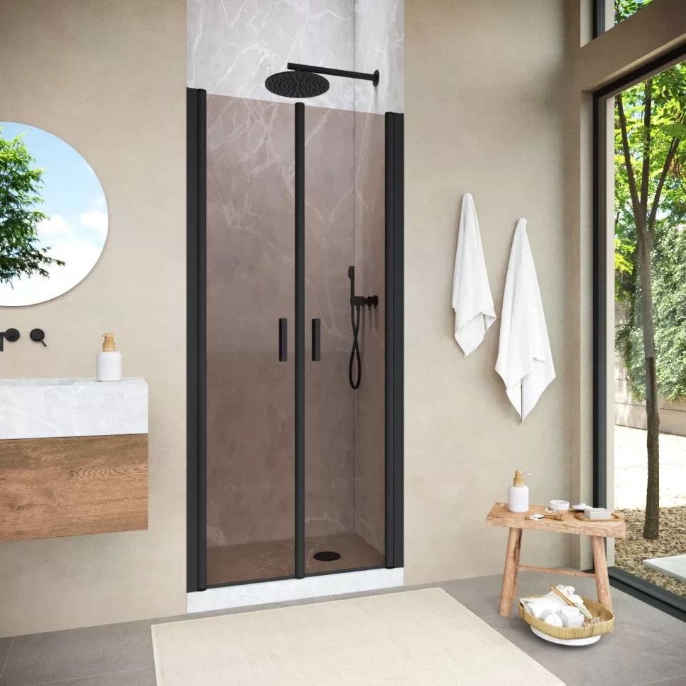 Душевая дверь в нишу Vegas-Glass E2P NOVO 120 h200 черный матовый