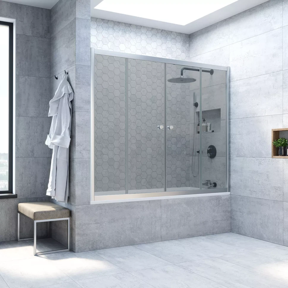 Шторки на ванну Z2V NOVO 180 матовый хром