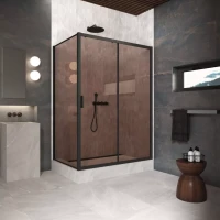 Угловые душевые ограждения ZP+ZPV Protec 115x90 черный матовый