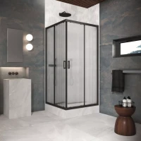 Угловые ограждения с раздвижными дверями ZA Protec 110x110 черный матовый