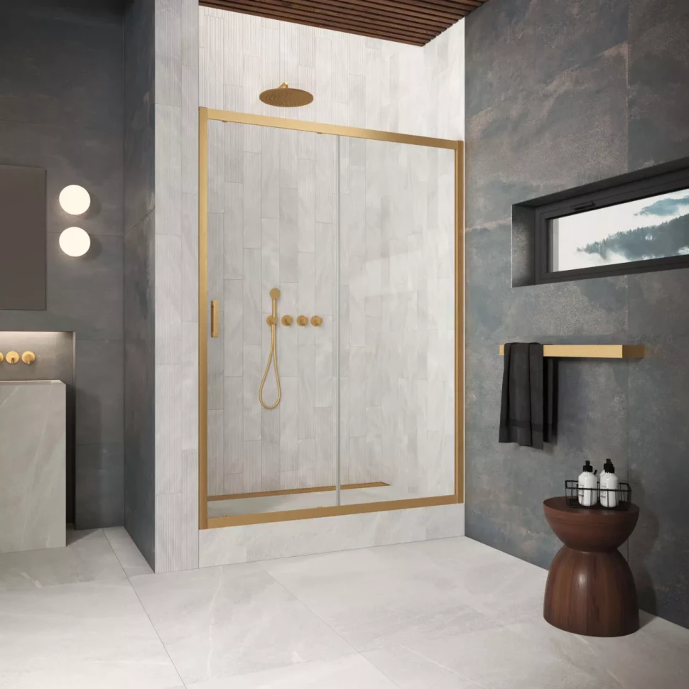 Двери в душевой проем ZP Protec 100 золото матовое