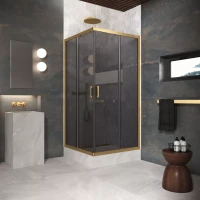 Угловые ограждения с раздвижными дверями ZA Protec 120x120 золото матовое