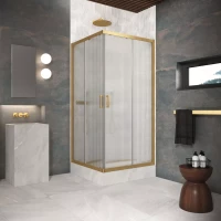 Угловые ограждения с раздвижными дверями ZA Protec 120x120 золото матовое