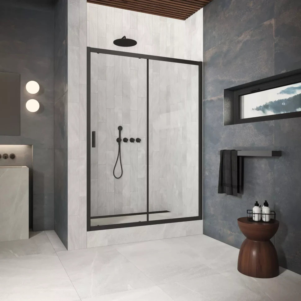 Двери в душевой проем ZP Protec 180 черный матовый