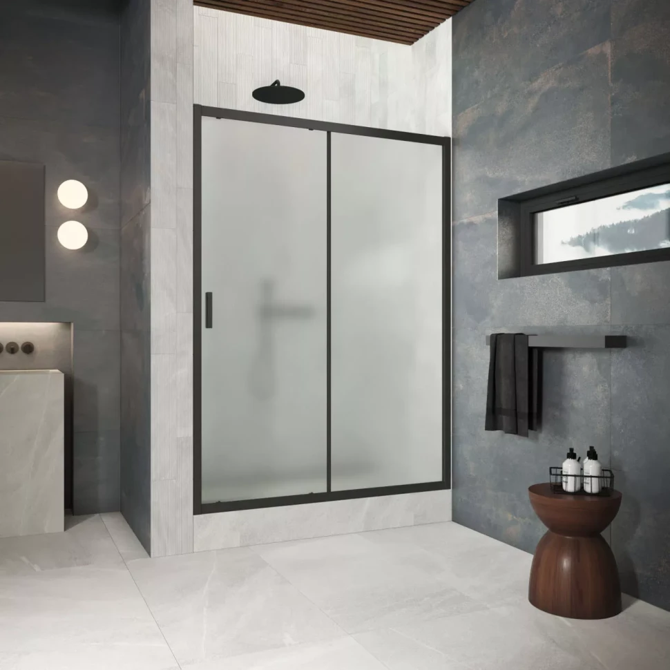 Двери в душевой проем ZP Protec 180 черный матовый