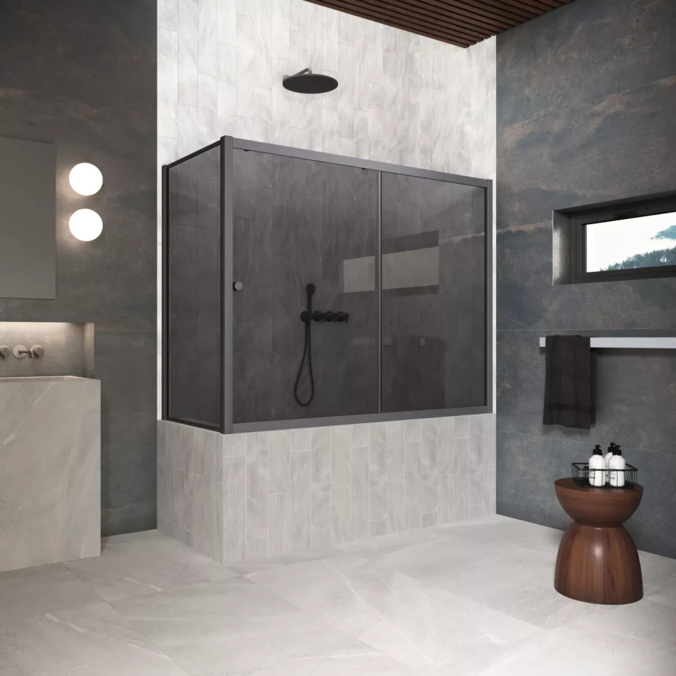 Шторки на ванну ZV+ZVF Protec 160x85 Тёмная оружейная сталь (GunMetal)