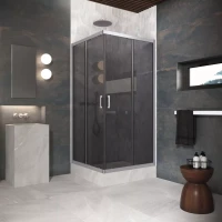 Угловые ограждения с раздвижными дверями ZA Protec 120x120 матовый хром