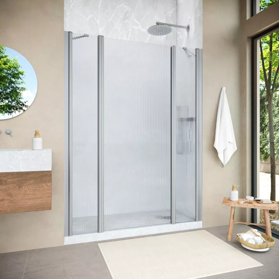 Душевая дверь Vegas-Glass EP-2F NOVO 160 h200 матовый хром