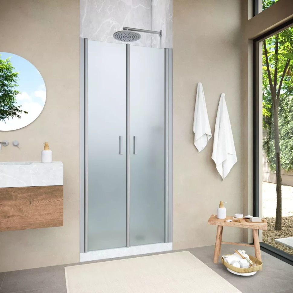 Душевая дверь в нишу Vegas-Glass E2P NOVO 70 h189 матовый хром