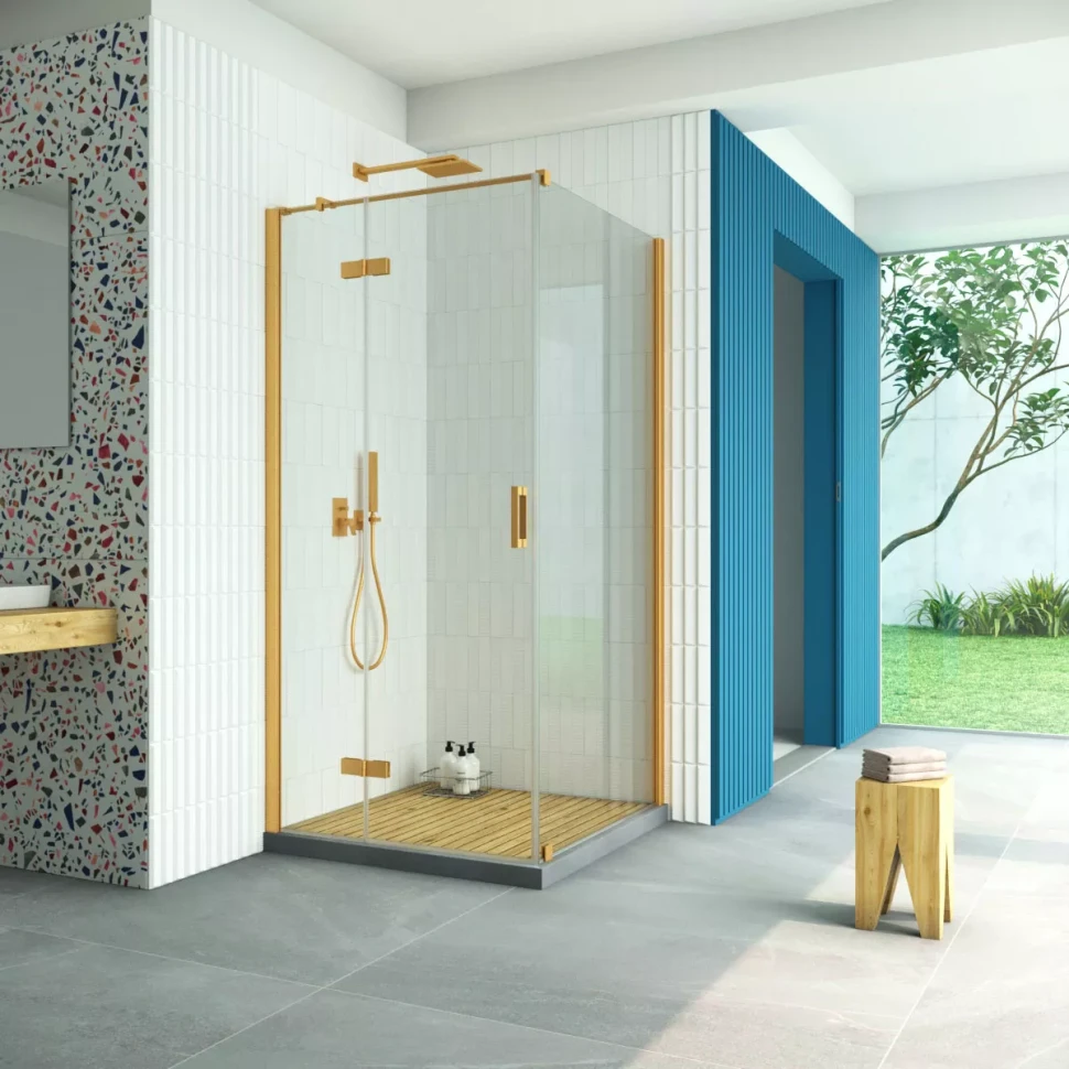 Душевой уголок Vegas-Glass AFP-Fis Retta 90x110 золото матовое