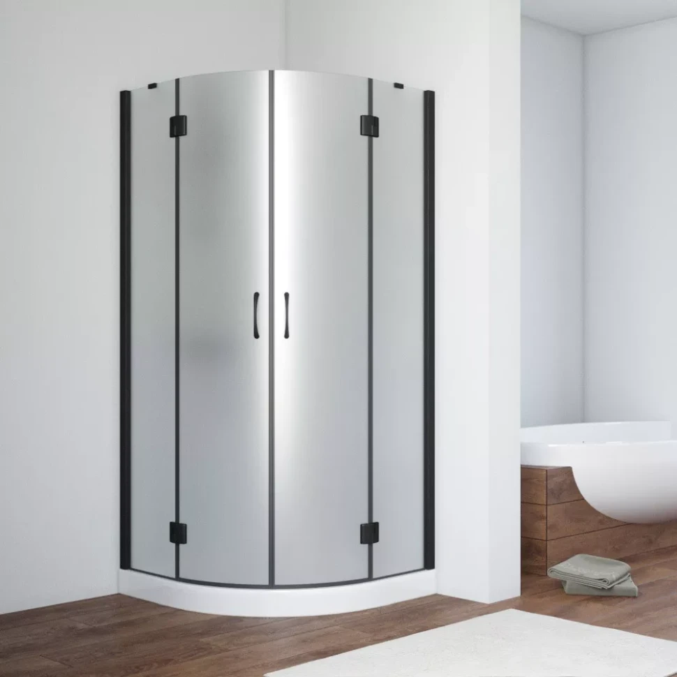 Угловые душевые ограждения с распашными дверями AFS NOVO 120x120 черный матовый