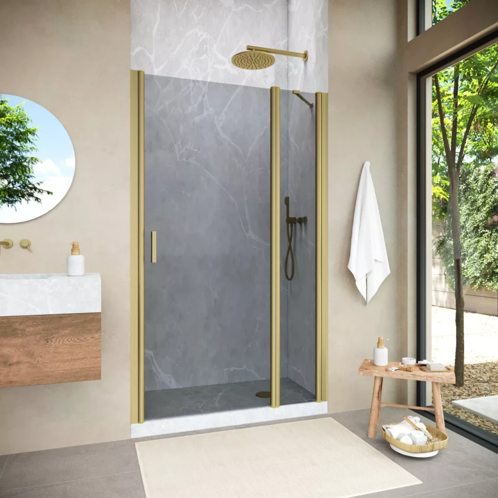 Душевая дверь Vegas-Glass EP-F-1 NOVO 105 h200 золото матовое