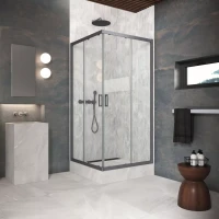 Угловые ограждения с раздвижными дверями ZA Protec 120x120 Тёмная оружейная сталь (GunMetal)