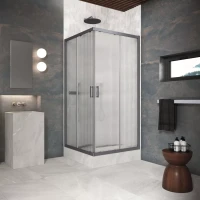 Угловые ограждения с раздвижными дверями ZA Protec 120x120 Тёмная оружейная сталь (GunMetal)