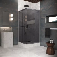 Угловые ограждения с раздвижными дверями ZA Protec 120x120 Тёмная оружейная сталь (GunMetal)