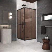 Угловые ограждения с раздвижными дверями ZA Protec 120x120 черный матовый