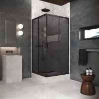 Угловые ограждения с раздвижными дверями ZA Protec 120x120 черный матовый