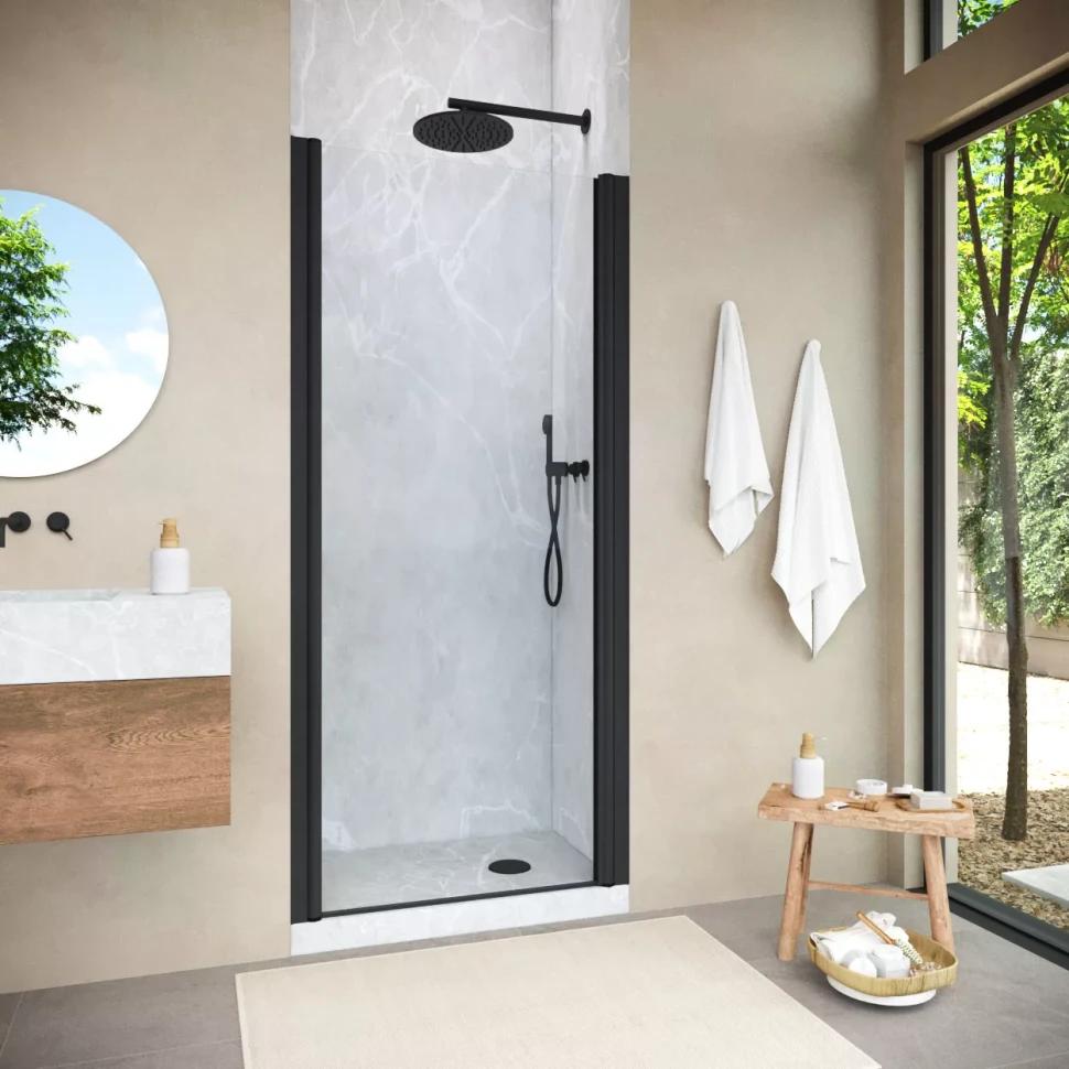 Душевая дверь в нишу Vegas-Glass EP NOVO 90 h200 черный матовый