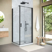 Угловые душевые ограждения с распашными дверями EP-Fis NOVO 90x80 h189 черный матовый