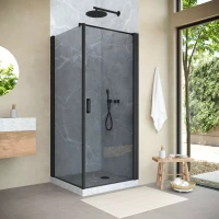Угловые душевые ограждения с распашными дверями EP-Fis NOVO 90x80 h189 черный матовый