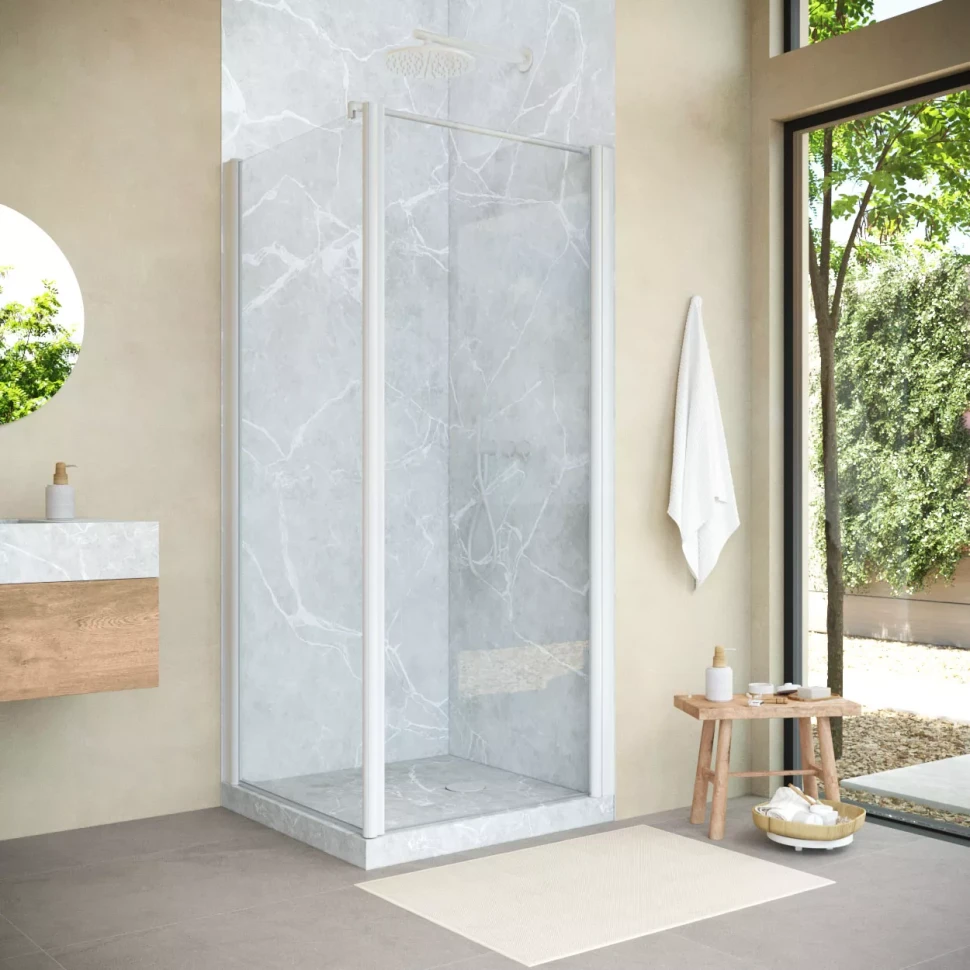 Угловые душевые ограждения с распашными дверями EP-Fis NOVO 90x80 h200 белый